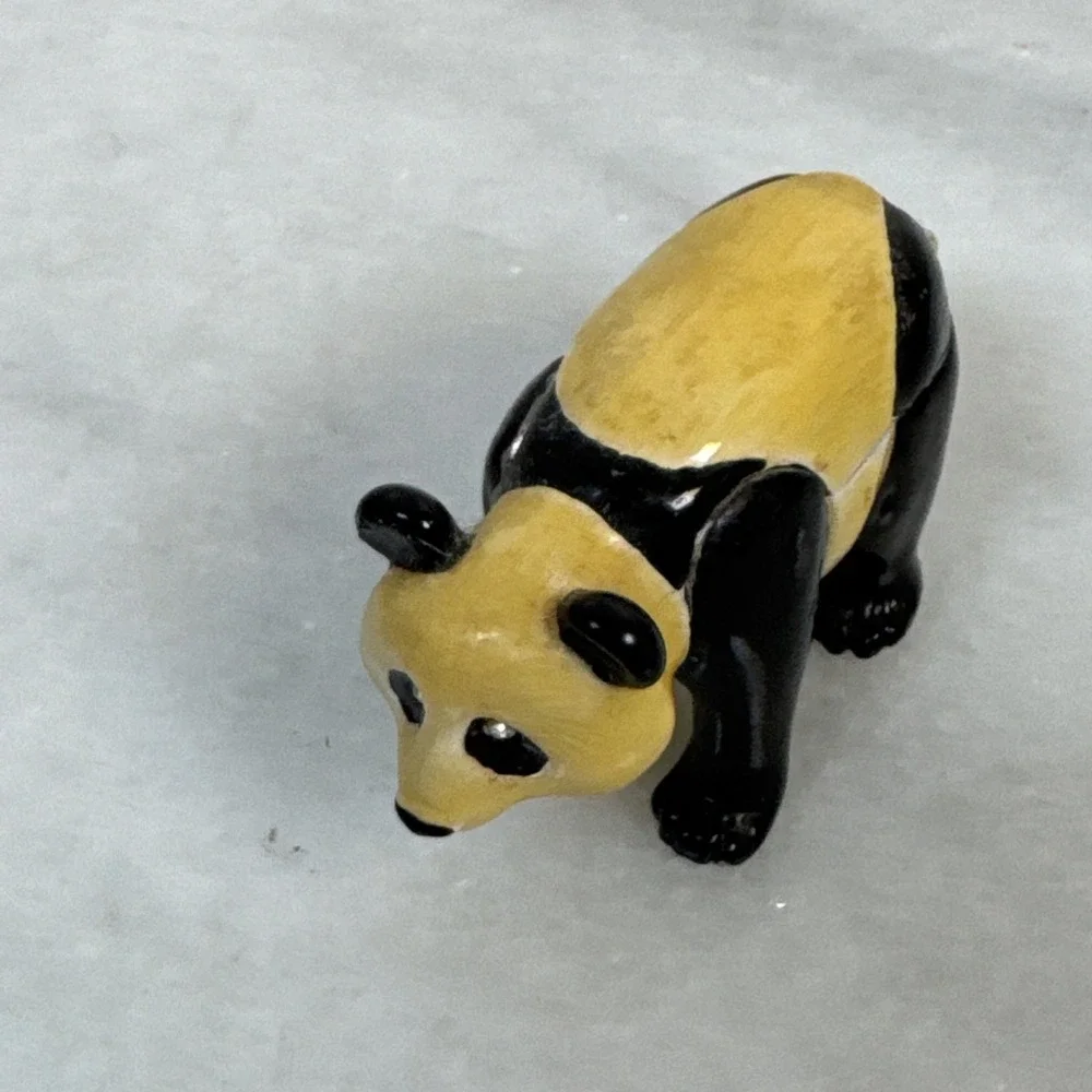Vintage Monet Enamel Trinket Box Panda Figurine 2